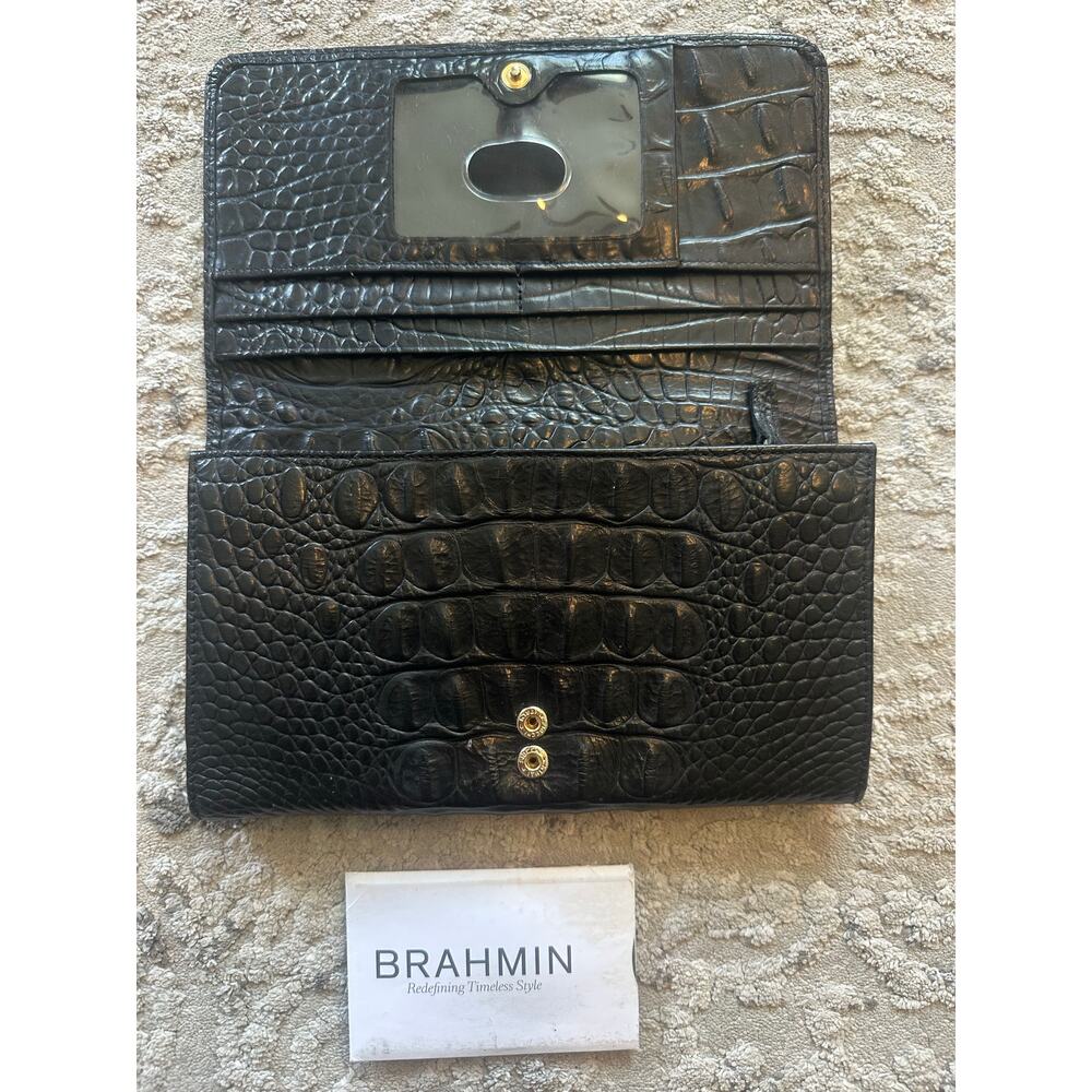 Brahmin Vintage Jillian Black Leather Melbourne Accordion Wallet - Picture 2 of 5